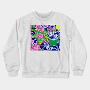 Abstract chinoiserie with Ming jars Crewneck Sweatshirt